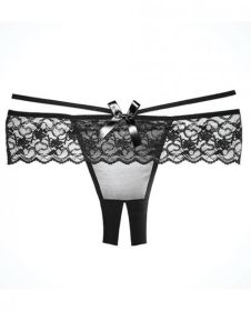 Adore Angel Crotchless Panty Black O/S