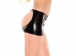 Kitten Wet Look Spanky Skirt - Black O/S